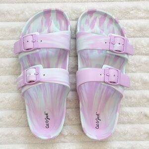5 for 20$ NEW Cat & Jack Slide Sandals Blue and Purple Pastel Size 3 Girls